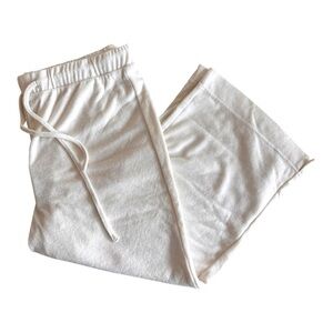 Andie The Crop Pant Coco White Terry Cloth Womens Size S Elastic Waist